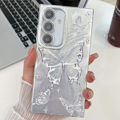 Plating Texture Butterfly TPU Phone Case with Glitter Lens Film