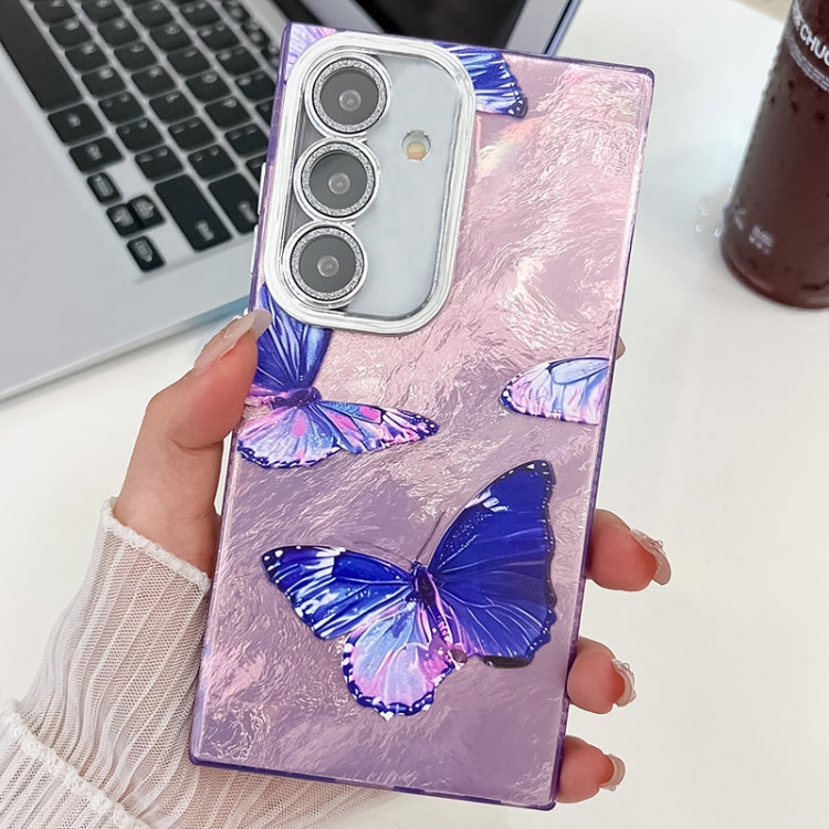 Plating Texture Butterfly TPU Phone Case with Glitter Lens Film