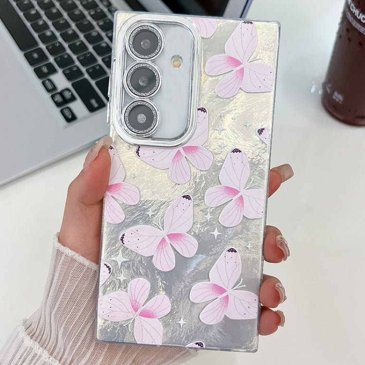 Plating Texture Butterfly TPU Phone Case with Glitter Lens Film