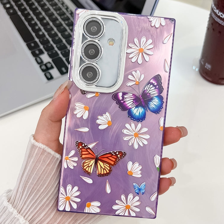Plating Texture Butterfly TPU Phone Case with Glitter Lens Film