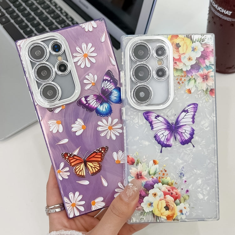 Plating Texture Butterfly TPU Phone Case with Glitter Lens Film