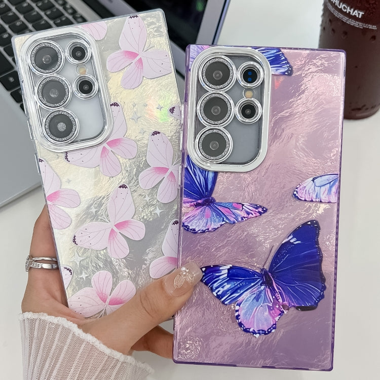 Plating Texture Butterfly TPU Phone Case with Glitter Lens Film