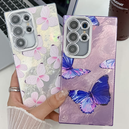 Plating Texture Butterfly TPU Phone Case with Glitter Lens Film