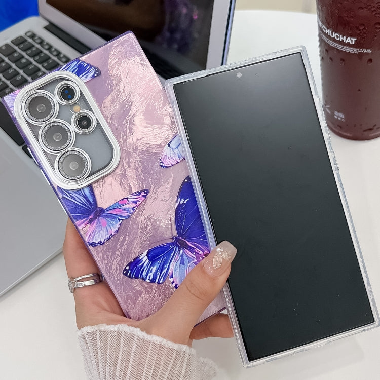 Plating Texture Butterfly TPU Phone Case with Glitter Lens Film
