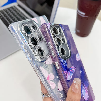 Plating Texture Butterfly TPU Phone Case with Glitter Lens Film