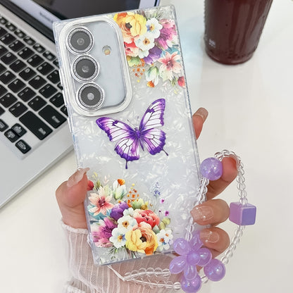 Plating Texture Butterfly Wristband TPU Phone Case with Glitter Lens Film