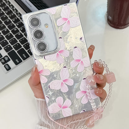 Plating Texture Butterfly Wristband TPU Phone Case with Glitter Lens Film