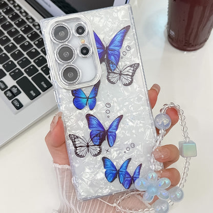 Plating Texture Butterfly Wristband TPU Phone Case with Glitter Lens Film