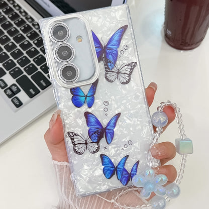 Plating Texture Butterfly Wristband TPU Phone Case with Glitter Lens Film