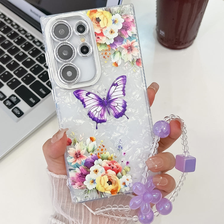 Plating Texture Butterfly Wristband TPU Phone Case with Glitter Lens Film