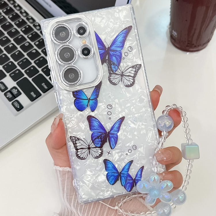 Plating Texture Butterfly Wristband TPU Phone Case with Glitter Lens Film