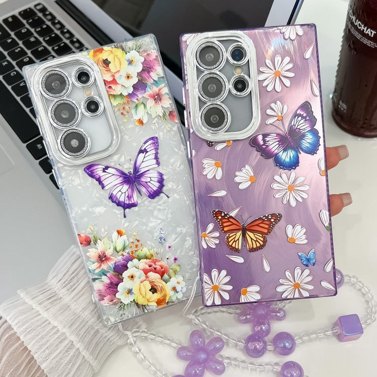 Plating Texture Butterfly Wristband TPU Phone Case with Glitter Lens Film