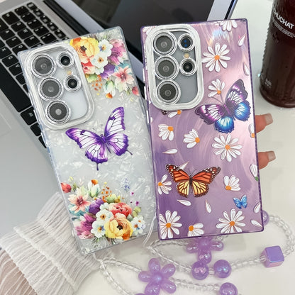 Plating Texture Butterfly Wristband TPU Phone Case with Glitter Lens Film