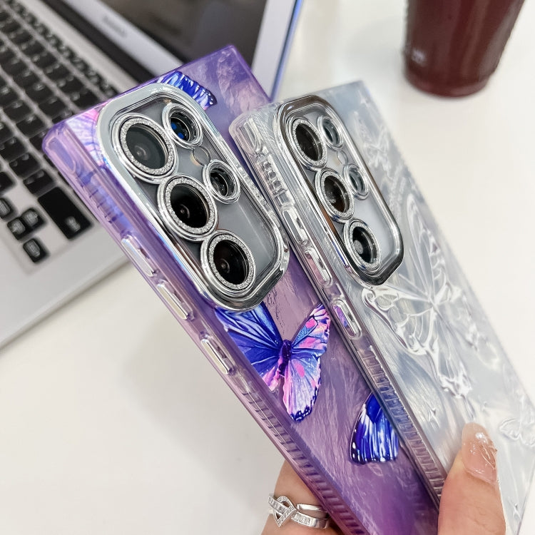 Plating Texture Butterfly Wristband TPU Phone Case with Glitter Lens Film