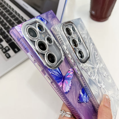 Plating Texture Butterfly Wristband TPU Phone Case with Glitter Lens Film