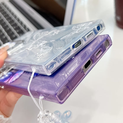 Plating Texture Butterfly Wristband TPU Phone Case with Glitter Lens Film