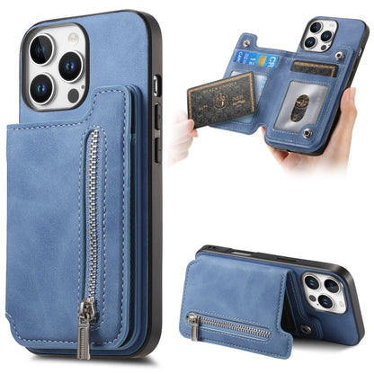 Retro MagSafe Zipper Wallet Card Bag Back Phone Case