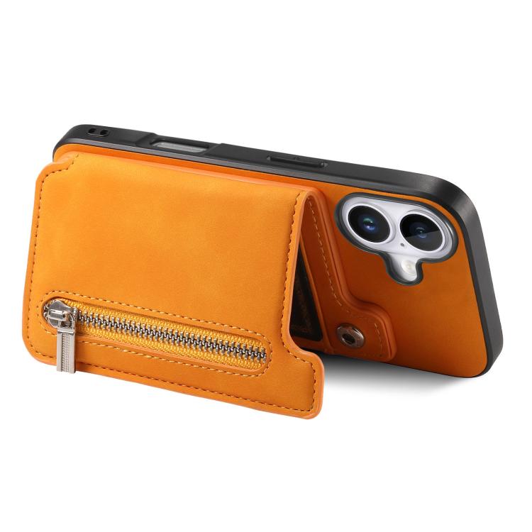 Retro MagSafe Zipper Wallet Card Bag Back Phone Case