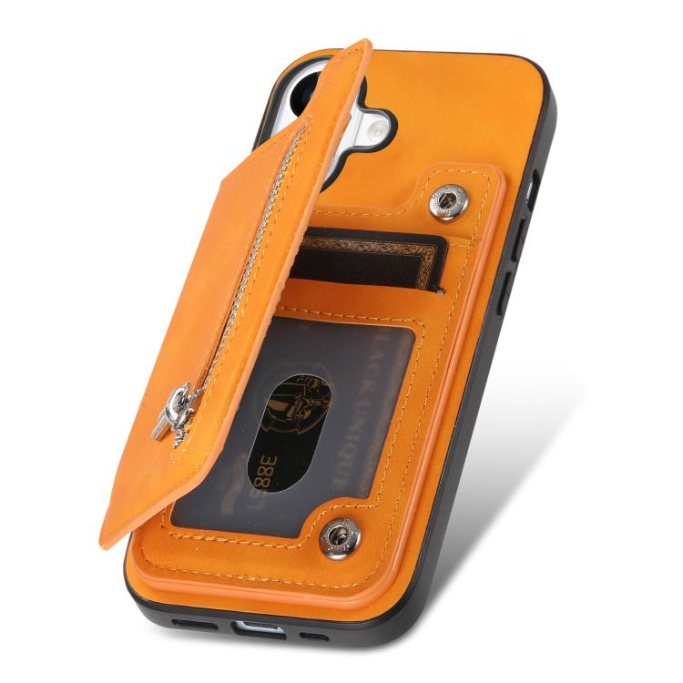 Retro MagSafe Zipper Wallet Card Bag Back Phone Case