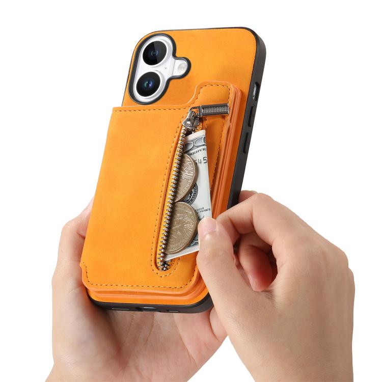 Retro MagSafe Zipper Wallet Card Bag Back Phone Case