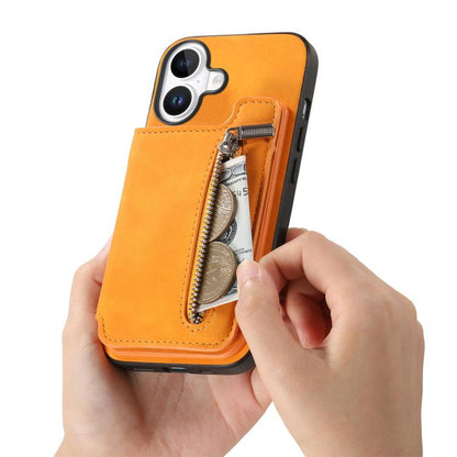 Retro MagSafe Zipper Wallet Card Bag Back Phone Case