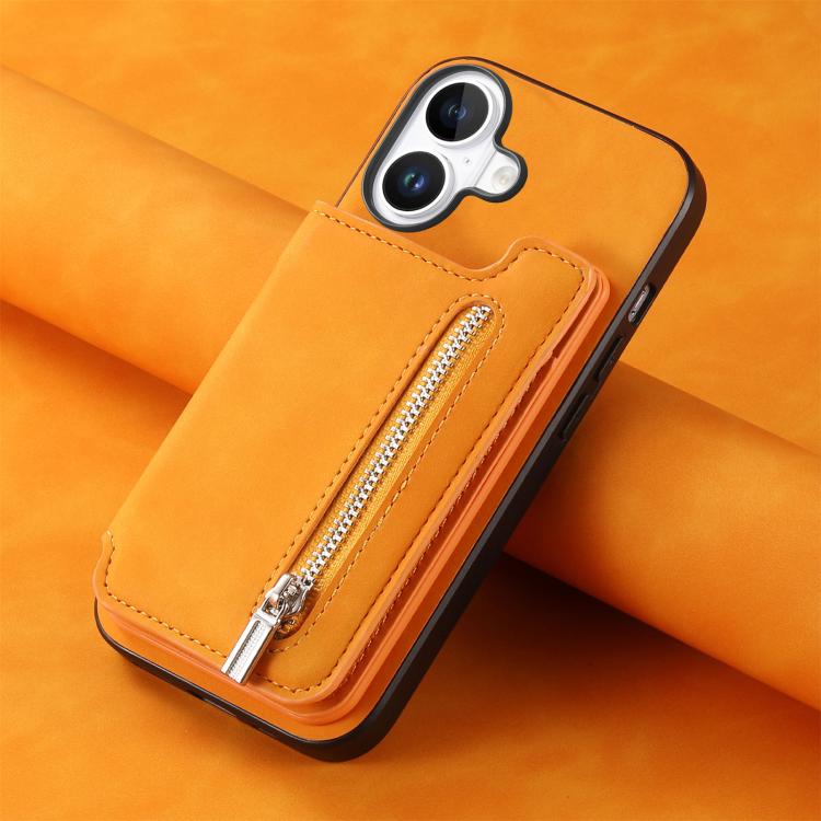 Retro MagSafe Zipper Wallet Card Bag Back Phone Case