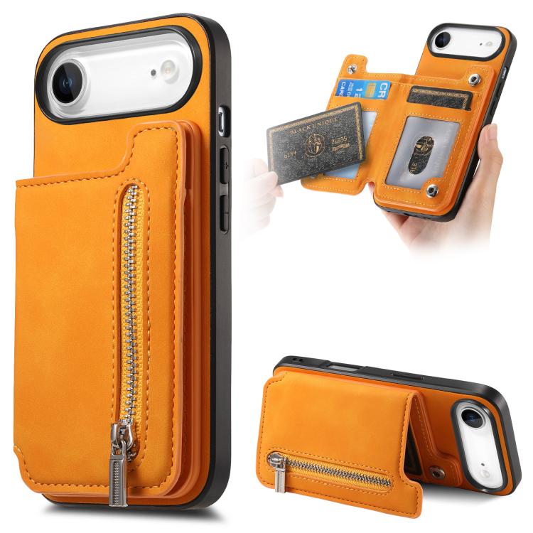 Retro MagSafe Zipper Wallet Card Bag Back Phone Case