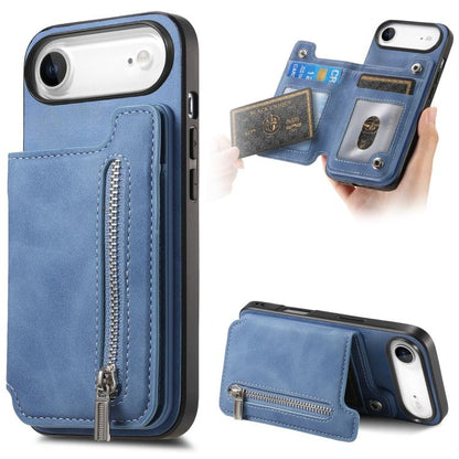 Retro MagSafe Zipper Wallet Card Bag Back Phone Case