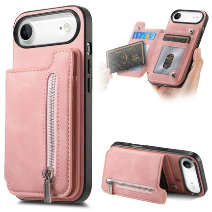 Retro MagSafe Zipper Wallet Card Bag Back Phone Case