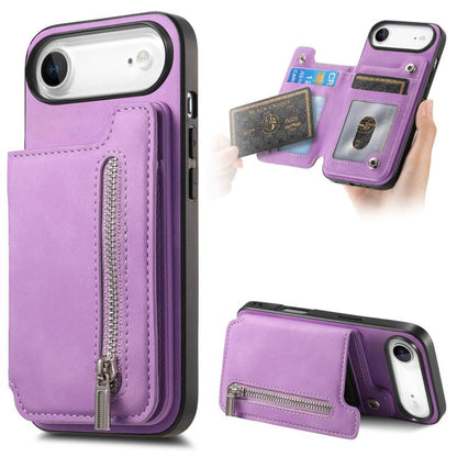 Retro MagSafe Zipper Wallet Card Bag Back Phone Case