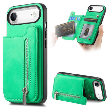 Retro MagSafe Zipper Wallet Card Bag Back Phone Case