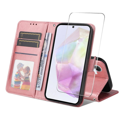 ENKAY Card Wallet Calf Texture Leather Phone Case with Screen Film