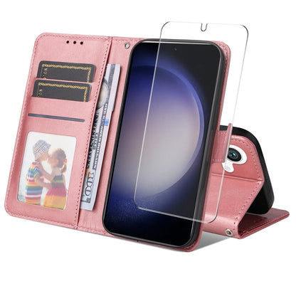 ENKAY Card Wallet Calf Texture Leather Phone Case with Screen Film