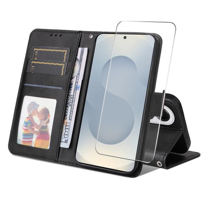 ENKAY Card Wallet Calf Texture Leather Phone Case with Screen Film