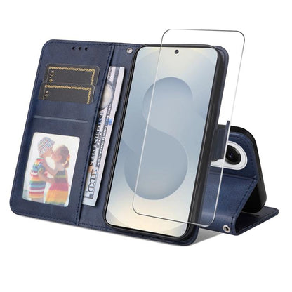 ENKAY Card Wallet Calf Texture Leather Phone Case with Screen Film