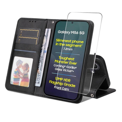 ENKAY Card Wallet Calf Texture Leather Phone Case with Screen Film