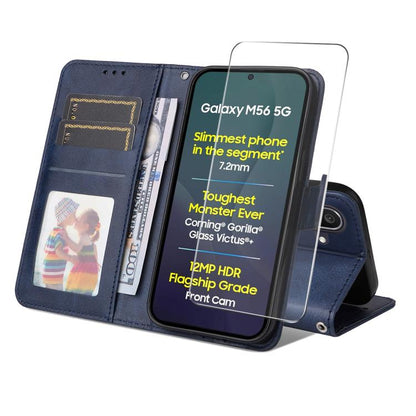 ENKAY Card Wallet Calf Texture Leather Phone Case with Screen Film