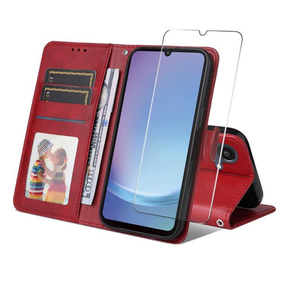 ENKAY Card Wallet Calf Texture Leather Phone Case with Screen Film