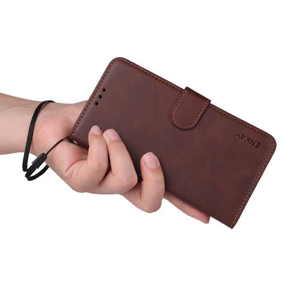ENKAY Card Wallet Calf Texture Leather Phone Case with Screen Film