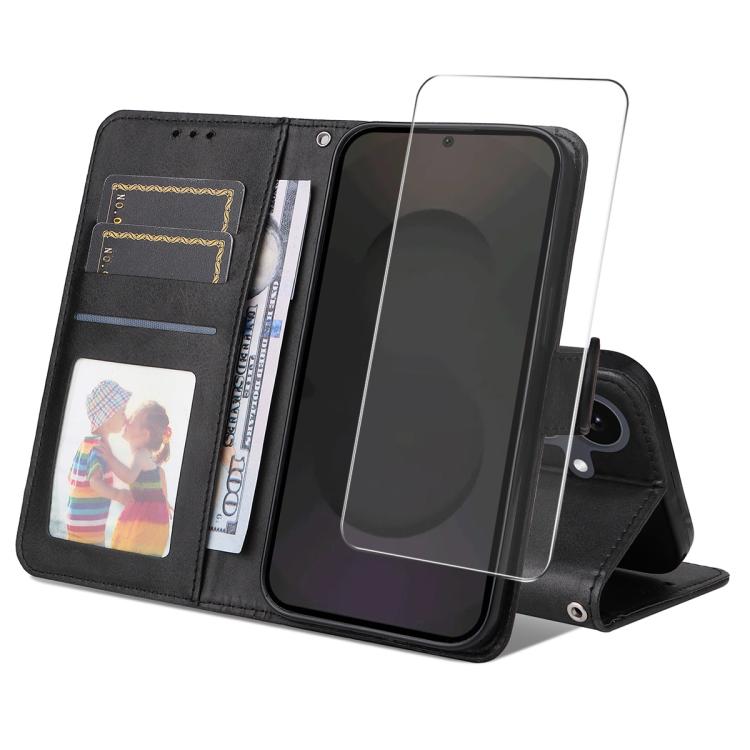 ENKAY Card Wallet Calf Texture Leather Phone Case with Screen Film