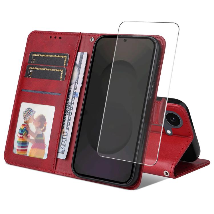 ENKAY Card Wallet Calf Texture Leather Phone Case with Screen Film