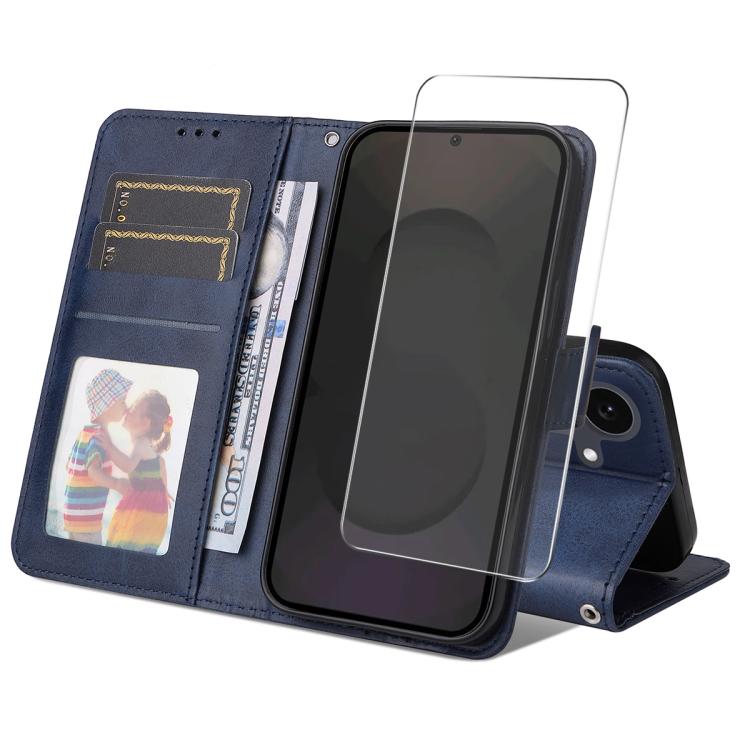 ENKAY Card Wallet Calf Texture Leather Phone Case with Screen Film