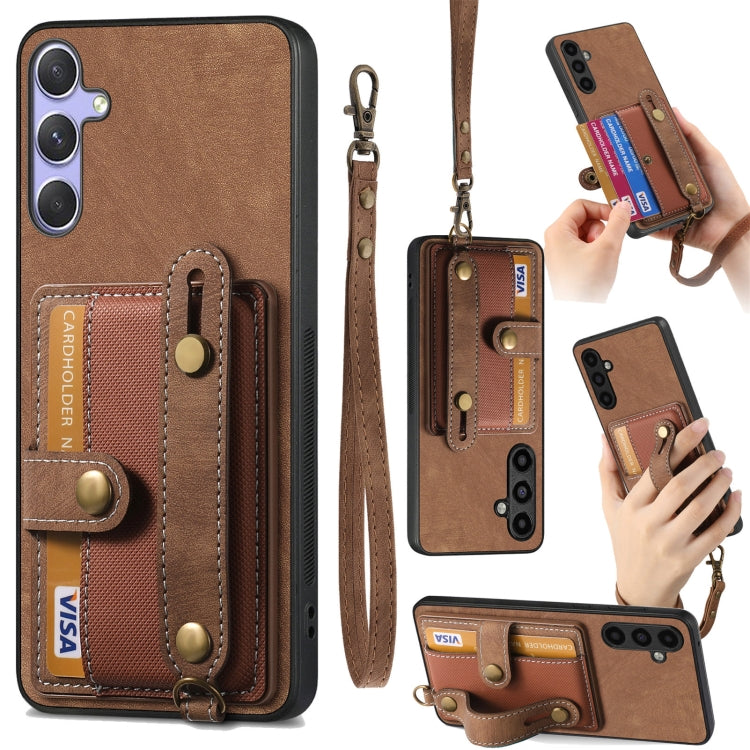 Retro Cross Wristband Wallet Leather Back Phone Case