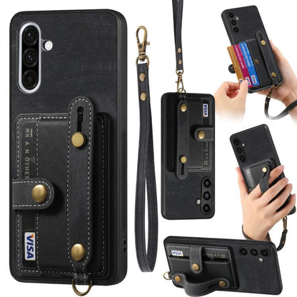 Retro Cross Wristband Wallet Leather Back Phone Case