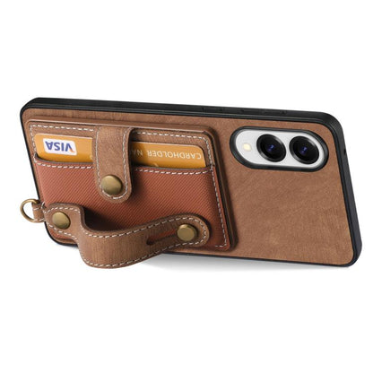 Retro Cross Wristband Wallet Leather Back Phone Case