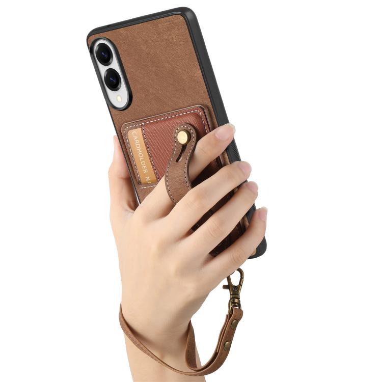 Retro Cross Wristband Wallet Leather Back Phone Case