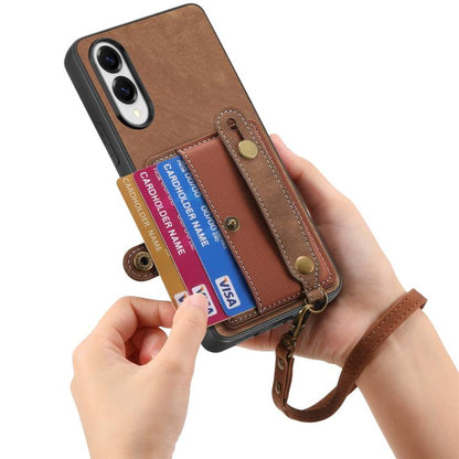 Retro Cross Wristband Wallet Leather Back Phone Case