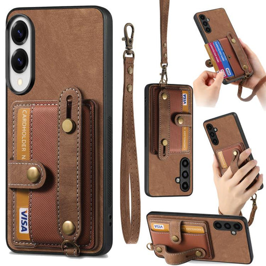 Retro Cross Wristband Wallet Leather Back Phone Case