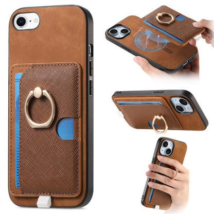 Retro Cross Leather Ring Side Insert Card Bag MagSafe Phone Case
