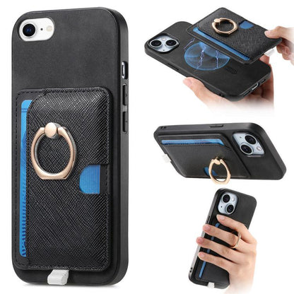 Retro Cross Leather Ring Side Insert Card Bag MagSafe Phone Case
